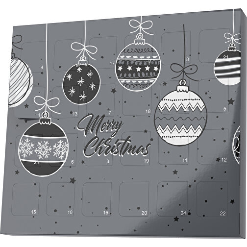 XS Adventskalender Weihnachtskugeln , Brandt, dunkelgrau / schwarz, Vollkartonhülle, weiß, 1,60cm x 12,00cm x 14,00cm (Länge x Höhe x Breite), Bild 1