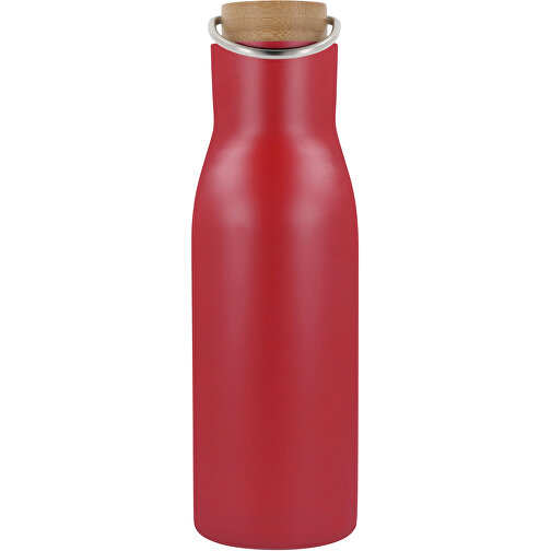 Isolier-Flasche Mit Bambusdeckel, 500ml , dunkelrot, Schiefer, Edelstahl & Bambus, 23,00cm (Höhe), Bild 2