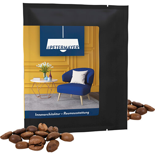 CoffeeBag - Gourmet - Schwarz , schwarz, Papier, 12,00cm x 0,90cm x 10,00cm (Länge x Höhe x Breite), Bild 1