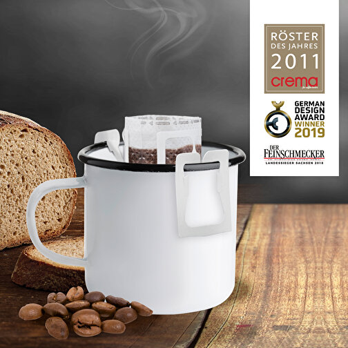 CoffeeBag - Fairtrade - Schwarz , schwarz, Papier, 12,00cm x 0,90cm x 10,00cm (Länge x Höhe x Breite), Bild 4