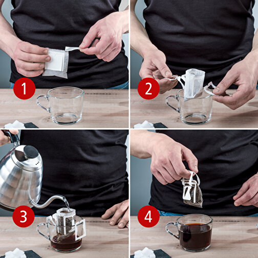 CoffeeBag - Fairtrade - Weiss , weiss, Papier, 12,00cm x 0,90cm x 10,00cm (Länge x Höhe x Breite), Bild 6