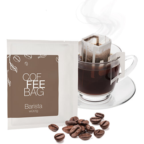 CoffeeBag - Barista - Weiß , weiß, Papier, 12,00cm x 0,90cm x 10,00cm (Länge x Höhe x Breite), Bild 2