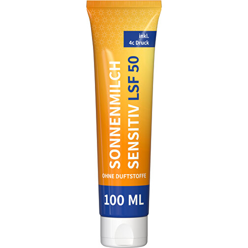 Sonnenmilch LSF 50 (sens.), 100 Ml Tube , weiß, Kunststoff, 3,50cm x 17,00cm x 5,50cm (Länge x Höhe x Breite), Bild 1