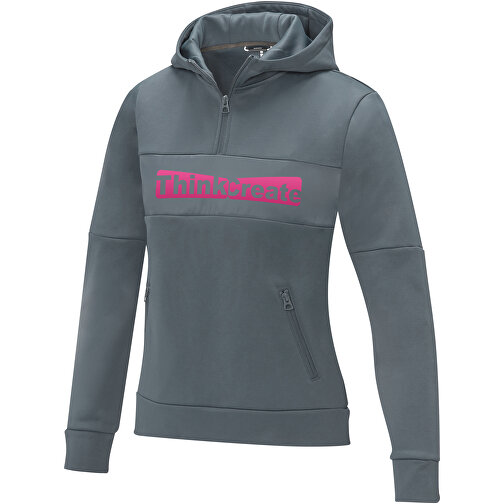 Sayan Kapuzenpullover Mit Halbem Reißverschluss Für Damen , stahlgrau, Strick 85% Polyester, 15% Sorona®, 350 g/m2, Contrast fabric, 280T ripstop  100% Nylon, 72 g/m2, M, , Bild 2