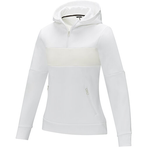 Sayan Kapuzenpullover Mit Halbem Reissverschluss Für Damen , weiss, Strick 85% Polyester, 15% Sorona®, 350 g/m2, Contrast fabric, 280T ripstop  100% Nylon, 72 g/m2, L, , Bild 1