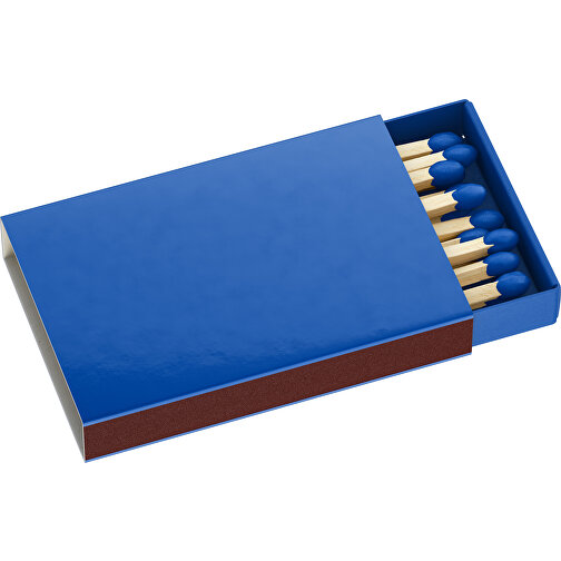 Streichholzschachtel 5,5 X 3,6 X 0,8 Cm , blau, Holz, Karton, 5,50cm x 0,80cm x 3,60cm (Länge x Höhe x Breite), Bild 1