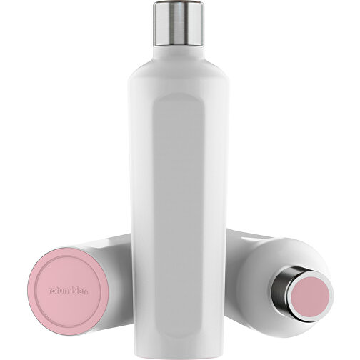 Thermotrinkflasche RETUMBLER-mySTEELONE , Retumbler, weiß / rosa, Edelstahl, Kunststoff, Silikon, 7,75cm x 29,35cm x 8,87cm (Länge x Höhe x Breite), Bild 1