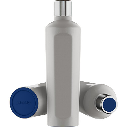 Thermotrinkflasche RETUMBLER-mySTEELONE , Retumbler, silber / dunkelblau, Edelstahl, Kunststoff, Silikon, 7,75cm x 29,35cm x 8,87cm (Länge x Höhe x Breite), Bild 1