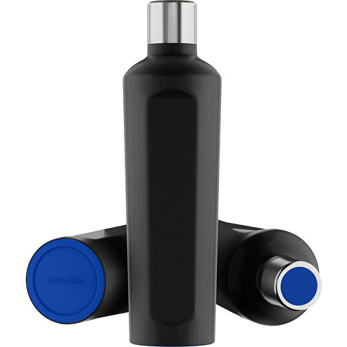 Thermotrinkflasche RETUMBLER-mySTEELONE , Retumbler, schwarz / blau, Edelstahl, Kunststoff, Silikon, 7,75cm x 29,35cm x 8,87cm (Länge x Höhe x Breite), Bild 1