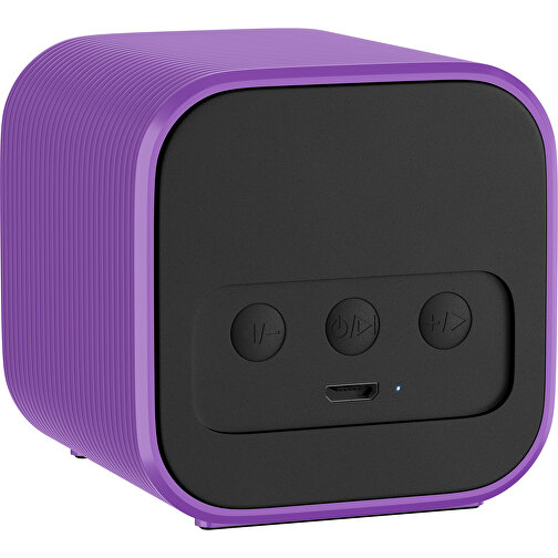 Bluetooth-Lautsprecher Double-Sound , schwarz / lavendellila, ABS Kunststoff, 6,00cm x 6,00cm x 6,00cm (Länge x Höhe x Breite), Bild 2