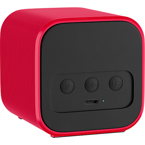 Bluetooth-Lautsprecher Double-Sound , schwarz / ampelrot, ABS Kunststoff, 6,00cm x 6,00cm x 6,00cm (Länge x Höhe x Breite), Bild 2