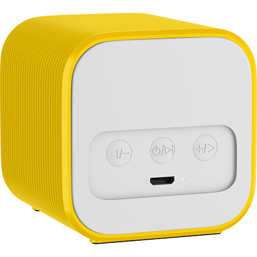 Bluetooth-Lautsprecher Double-Sound , weiß / goldgelb, ABS Kunststoff, 6,00cm x 6,00cm x 6,00cm (Länge x Höhe x Breite), Bild 2