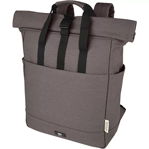 Sac à dos pour ordinateur portable Joey de 15 L en toile recyclée GRS 15 pouces avec dessus enro, Image 2