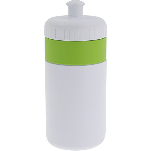 Sportflasche Mit Rand 500ml , weiß / hellgrün, LDPE & PP, 17,00cm (Höhe), Bild 1