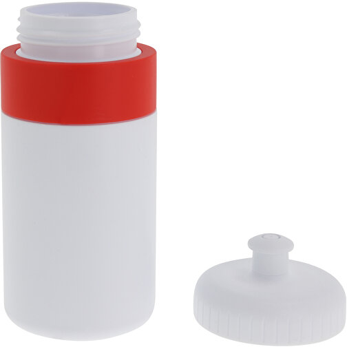 Sportflasche Mit Rand 500ml , weiss / rot, LDPE & PP, 17,00cm (Höhe), Bild 3