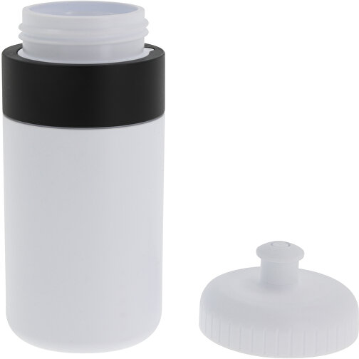 Sportflasche Mit Rand 500ml , weiß / schwarz, LDPE & PP, 17,00cm (Höhe), Bild 3