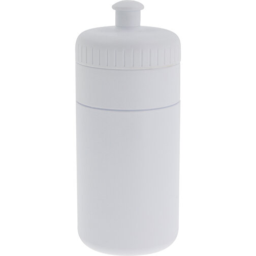 Sportflasche Mit Rand 500ml , weiß / weiß, LDPE & PP, 17,00cm (Höhe), Bild 1