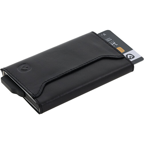 7218 | Valenta Card Case Plus , schwarz, Metall & Leder, 10,00cm x 6,50cm x 1,20cm (Länge x Höhe x Breite), Bild 1