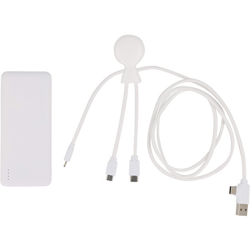 3199 | Xoopar Mr. Bio Powerbank And Cable Pack 7.000mAh , weiss, Recycled ABS, 11,70cm x 1,40cm x 5,10cm (Länge x Höhe x Breite), Bild 1