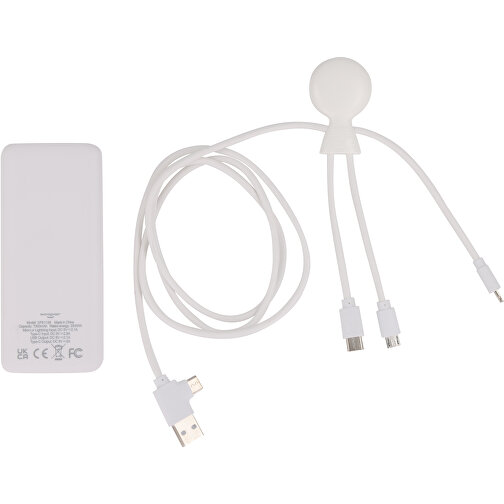 3199 | Xoopar Mr. Bio Powerbank And Cable Pack 7.000mAh , weiss, Recycled ABS, 11,70cm x 1,40cm x 5,10cm (Länge x Höhe x Breite), Bild 2