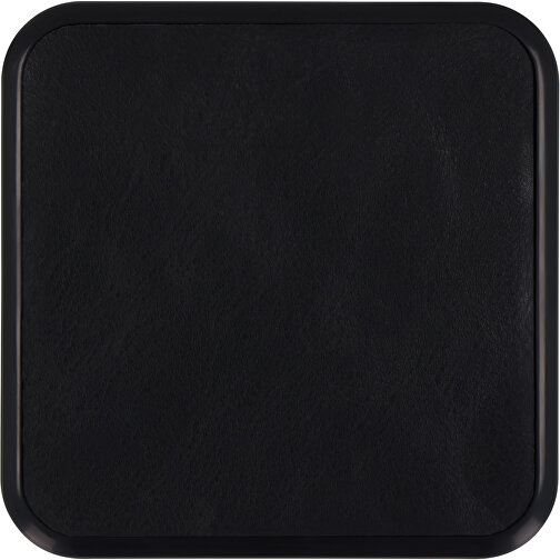 2259 | Xoopar Iné Wireless Fast Charger - Recycled Leather 15W , schwarz, Recyceltes Leder, 9,00cm x 0,90cm x 9,00cm (Länge x Höhe x Breite), Bild 3
