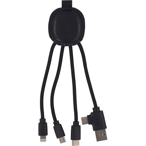 4000 | Xoopar Iné Smart Charging Cable With NFC , schwarz, Recyceltes Leder, 14,50cm x 1,00cm x 24,00cm (Länge x Höhe x Breite), Bild 1