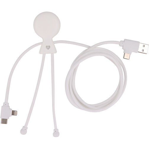 2089 | Xoopar Mr. Bio Long Power Delivery Cable With Data Transfer , weiss, Recycled plastic, 3,50cm x 5,40cm x 4,00cm (Länge x Höhe x Breite), Bild 1