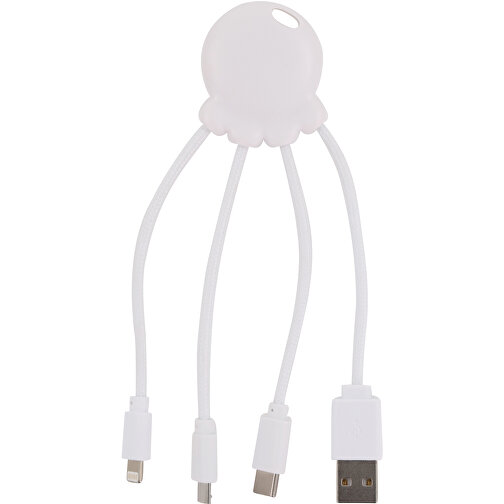 2087 | Xoopar Octopus Charging Cable , weiß, Recycled plastic, 11,40cm x 1,20cm x 3,50cm (Länge x Höhe x Breite), Bild 1