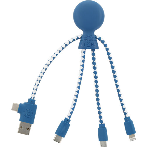 2081 | Xoopar Mr. Bio Charging Cable , blau, Recycled plastic, 20,00cm x 1,00cm x 7,50cm (Länge x Höhe x Breite), Bild 2