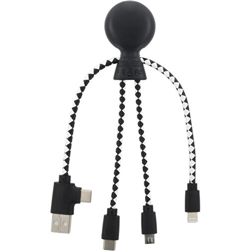 2081 | Xoopar Mr. Bio Charging Cable , schwarz, Recycled plastic, 20,00cm x 1,00cm x 7,50cm (Länge x Höhe x Breite), Bild 2