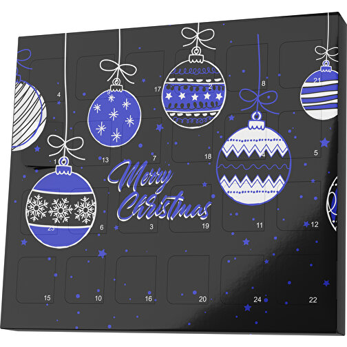 XS Adventskalender Weihnachtskugeln , Brandt, schwarz / blau, Vollkartonhülle, weiß, 1,60cm x 12,00cm x 14,00cm (Länge x Höhe x Breite), Bild 1