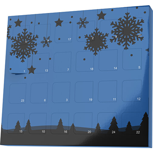 XS Adventskalender Winterlandschaft , M&M\'s, dunkelblau / schwarz, Vollkartonhülle, weiss, 1,60cm x 12,00cm x 14,00cm (Länge x Höhe x Breite), Bild 1