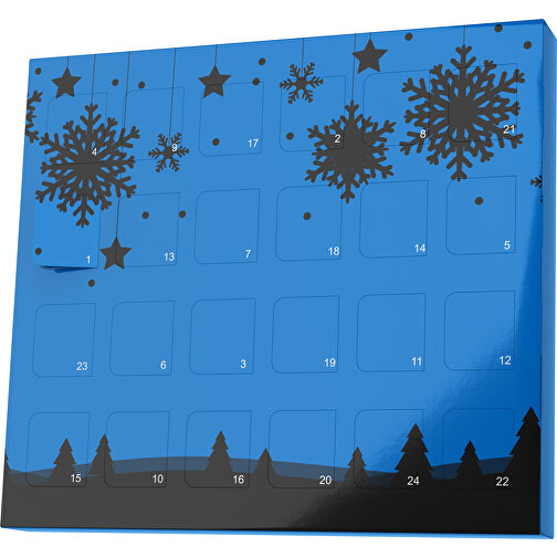 XS Adventskalender Winterlandschaft , M&M\'s, kobaltblau / schwarz, Vollkartonhülle, weiß, 1,60cm x 12,00cm x 14,00cm (Länge x Höhe x Breite), Bild 1
