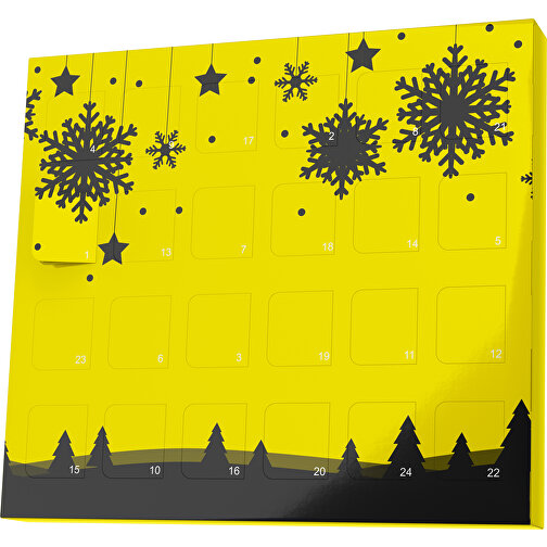 XS Adventskalender Winterlandschaft , M&M\'s, gelb / schwarz, Vollkartonhülle, weiss, 1,60cm x 12,00cm x 14,00cm (Länge x Höhe x Breite), Bild 1