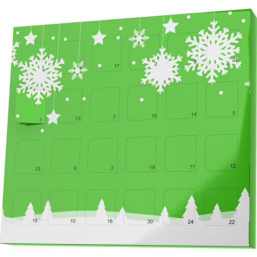XS Adventskalender Winterlandschaft , M&M\'s, grasgrün / weiß, Vollkartonhülle, weiß, 1,60cm x 12,00cm x 14,00cm (Länge x Höhe x Breite), Bild 1