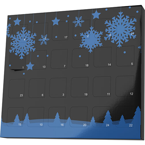 XS Adventskalender Winterlandschaft , M&M\'s, schwarz / dunkelblau, Vollkartonhülle, weiß, 1,60cm x 12,00cm x 14,00cm (Länge x Höhe x Breite), Bild 1