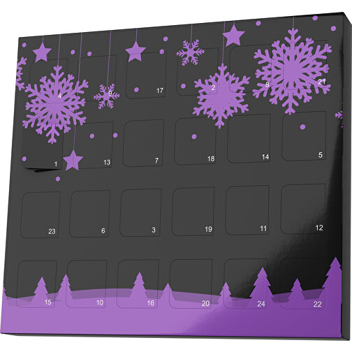 XS Adventskalender Winterlandschaft , M&M\'s, schwarz / lavendellila, Vollkartonhülle, weiß, 1,60cm x 12,00cm x 14,00cm (Länge x Höhe x Breite), Bild 1