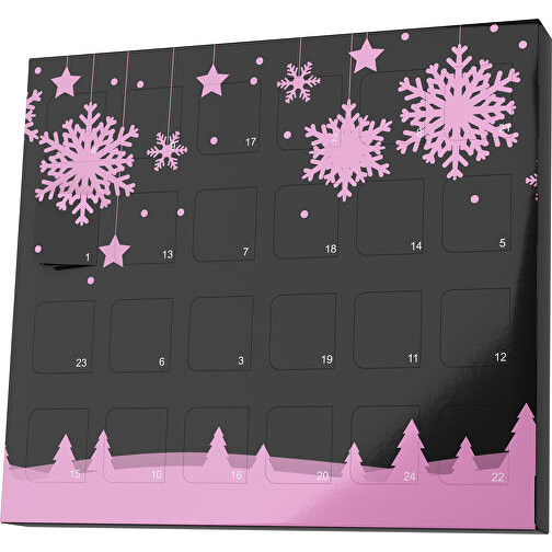 XS Adventskalender Winterlandschaft , M&M\'s, schwarz / rosa, Vollkartonhülle, weiss, 1,60cm x 12,00cm x 14,00cm (Länge x Höhe x Breite), Bild 1