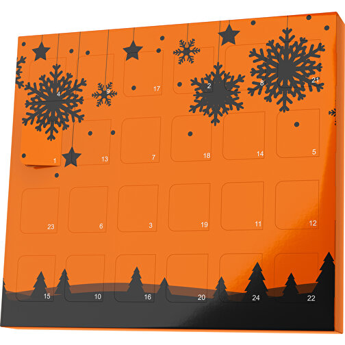 XS Adventskalender Winterlandschaft , Brandt, orange / schwarz, Vollkartonhülle, weiss, 1,60cm x 12,00cm x 14,00cm (Länge x Höhe x Breite), Bild 1