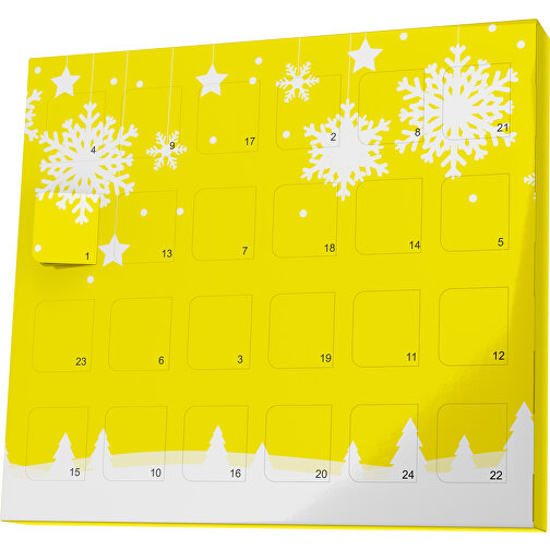 XS Adventskalender Winterlandschaft , Brandt, gelb / weiß, Vollkartonhülle, weiß, 1,60cm x 12,00cm x 14,00cm (Länge x Höhe x Breite), Bild 1