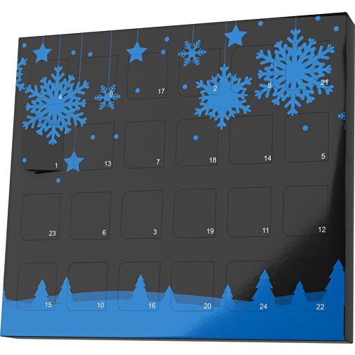 XS Adventskalender Winterlandschaft , Brandt, schwarz / kobaltblau, Vollkartonhülle, weiss, 1,60cm x 12,00cm x 14,00cm (Länge x Höhe x Breite), Bild 1