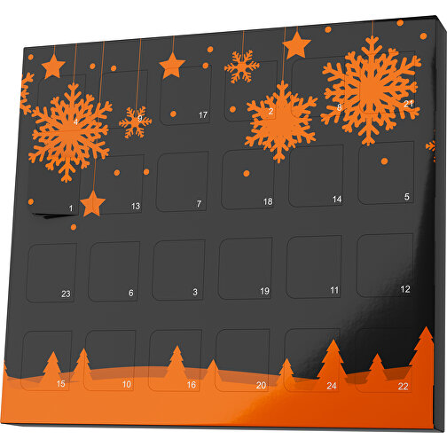 XS Adventskalender Winterlandschaft , Brandt, schwarz / orange, Vollkartonhülle, weiss, 1,60cm x 12,00cm x 14,00cm (Länge x Höhe x Breite), Bild 1