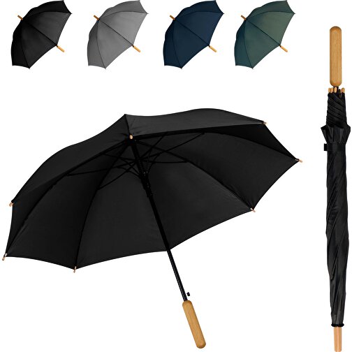 25” Regenschirm Aus R-PET-Material Mit Automatiköffnung , dunkelgrün, R-PET & wood, 83,00cm x 5,00cm x 5,00cm (Länge x Höhe x Breite), Bild 2