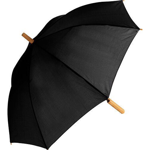 25” Regenschirm Aus R-PET-Material Mit Automatiköffnung , schwarz, R-PET & wood, 83,00cm x 5,00cm x 5,00cm (Länge x Höhe x Breite), Bild 1