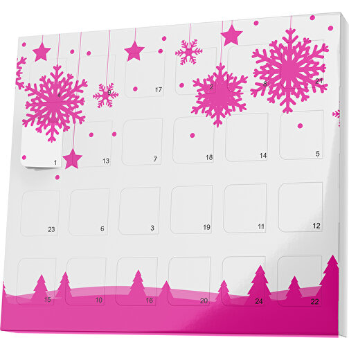 XS Adventskalender Winterlandschaft , Brandt, weiß / pink, Vollkartonhülle, weiß, 1,60cm x 12,00cm x 14,00cm (Länge x Höhe x Breite), Bild 1