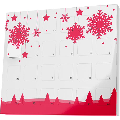 XS Adventskalender Winterlandschaft , Brandt, weiß / ampelrot, Vollkartonhülle, weiß, 1,60cm x 12,00cm x 14,00cm (Länge x Höhe x Breite), Bild 1