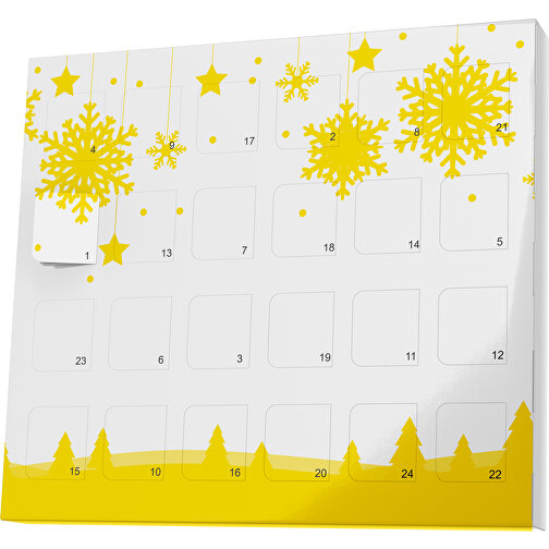 XS Adventskalender Winterlandschaft , Brandt, weiß / goldgelb, Vollkartonhülle, weiß, 1,60cm x 12,00cm x 14,00cm (Länge x Höhe x Breite), Bild 1