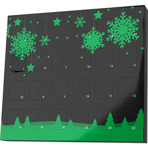 XS Adventskalender Winterlandschaft , Brandt, schwarz / grün, Vollkartonhülle, weiß, 1,60cm x 12,00cm x 14,00cm (Länge x Höhe x Breite), Bild 1