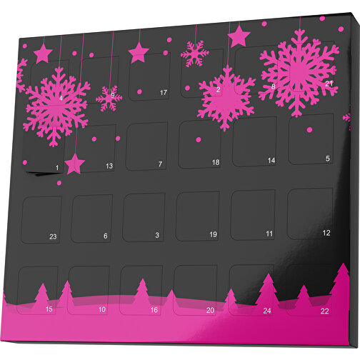 XS Adventskalender Winterlandschaft , Brandt, schwarz / pink, Vollkartonhülle, weiss, 1,60cm x 12,00cm x 14,00cm (Länge x Höhe x Breite), Bild 1