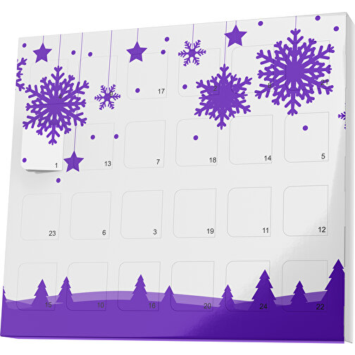 XS Adventskalender Winterlandschaft , Brandt, weiß / violet, Vollkartonhülle, weiß, 1,60cm x 12,00cm x 14,00cm (Länge x Höhe x Breite), Bild 1